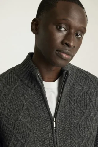 Cable Sweater | Heavyweight Cable Knit Zip up Sweater