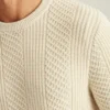Cotton Cashmere Cable Crew Neck Sweater