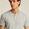 Cotton Hemp Henley Three Button Short Sleeve Shirt