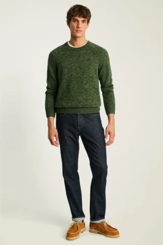 Marled Raglan Crew Neck Sweater