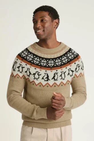 Men’s Holiday Sweater by Bonobos | Festive Fair Isle Penguin Knit