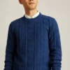 Midweight Crew Neck Cable Knit Sweater