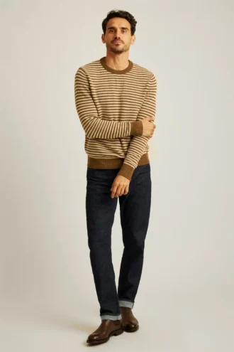 Midweight Stripe Stitch Crew Neck Sweater