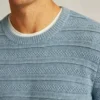 Midweight Texture Stitch Crew Neck Sweater