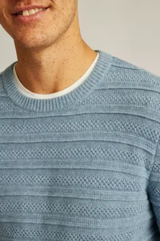 Midweight Texture Stitch Crew Neck Sweater