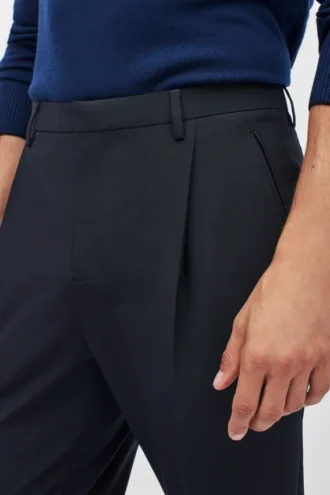 Pleated Stretch Wool Trousers