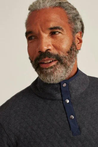 Reversible Quilted Snap Mock