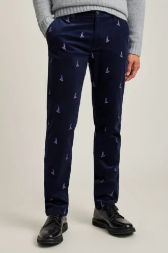 Stretch Embroidered Corduroy Trouser