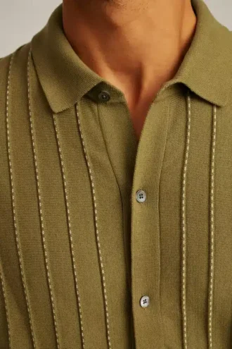 Striped Cardigan Sweater Polo